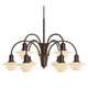 Louis Poulsen PH 1/1 Chandelier Centenary Edition 9-arm in aged brass with terracotta opal glass