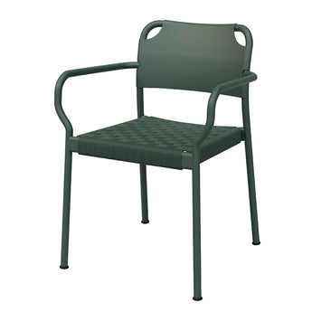 Fritz Hansen Vind Outdoor Dining Armchair in Hunter Green — packshot front angled