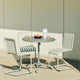 HAY Palissade Cantilever Chair in Sky Grey with Deville Table in Silver Grey — lifestyle