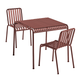 HAY Palissade Small Outdoor Dining Bundle in Iron Red — table and two chairs