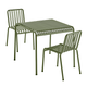 HAY Palissade Small Outdoor Dining Bundle in Olive — table and two chairs