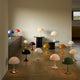 Louis Poulsen Panthella 250 Portable Lamp — Panthella 250 and 320 Table Lamp in a living room setting, illuminated