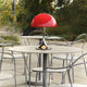 Louis Poulsen Panthella 250 Portable The Originals — Original Opal Red illuminated in an outdoor setting