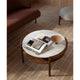 Carl Hansen RF1905 Sideways Coffee Table in Walnut Oil, Marble —lifestyle, detail, with RF1903 Sideways Sofa