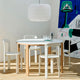 HAY Rey Dining Chair in Cream White WB Lacquered Beech — lifestyle, with Rey Table