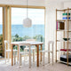 HAY Rey Dining Chair in Cream White WB Lacquered Beech — lifestyle, with Rey Table, Buoy Pendant