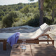 Skagerak Riviera Sunbed Cushion in Golden Yellow Stripe with Riviera Sunbed — lifestyle