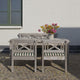 Skagerak Drachmann outdoor furniture collection — lifestyle, with cushions in Light Apricot/Dark Green Stripe