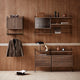 String System Cabinet Flip Door in Walnut (Clear Lacquer) — lifestyle, with String System