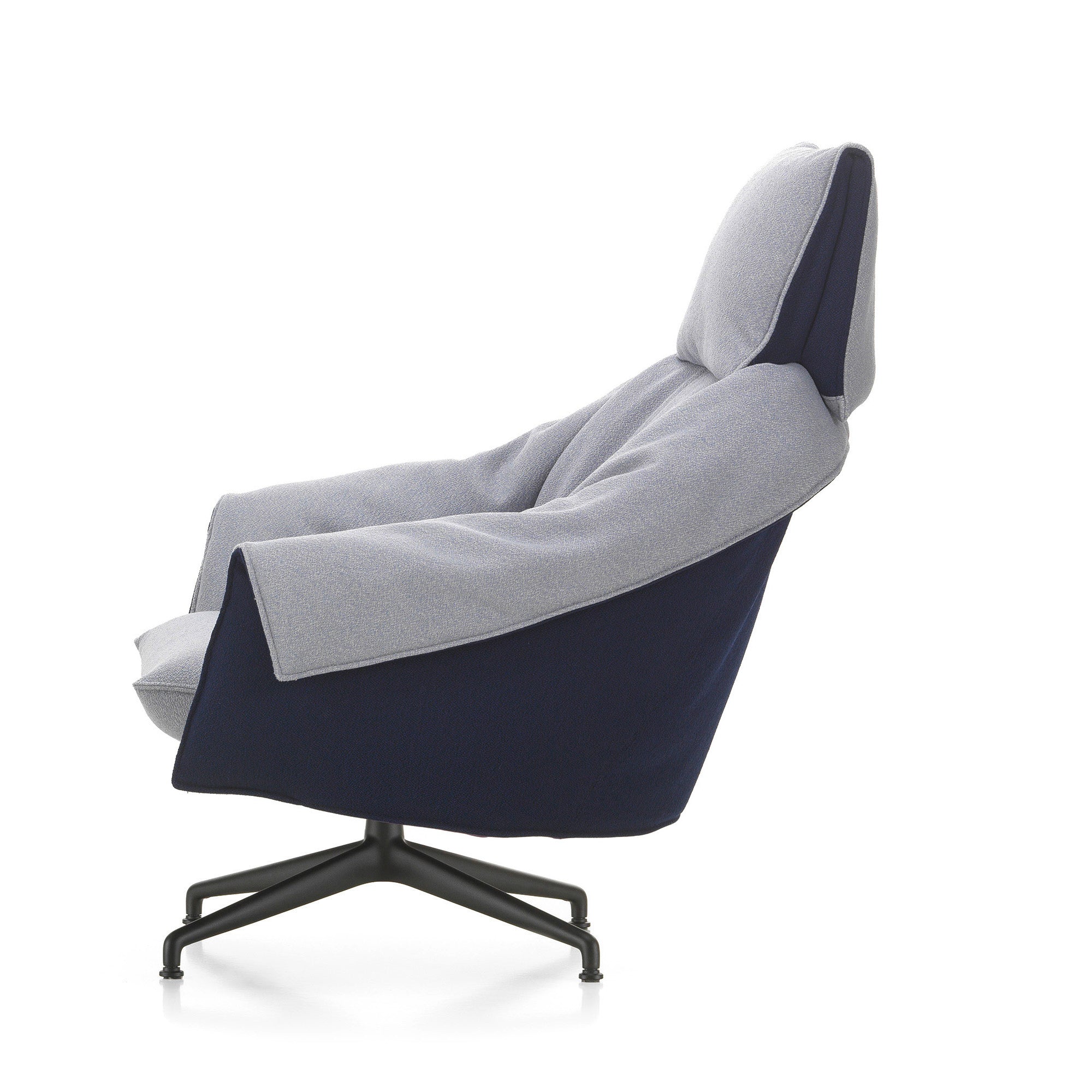 Vitra Bascule Highback Lounge Chair in Cento Light Lavender and Electric Blue — packshot, detail