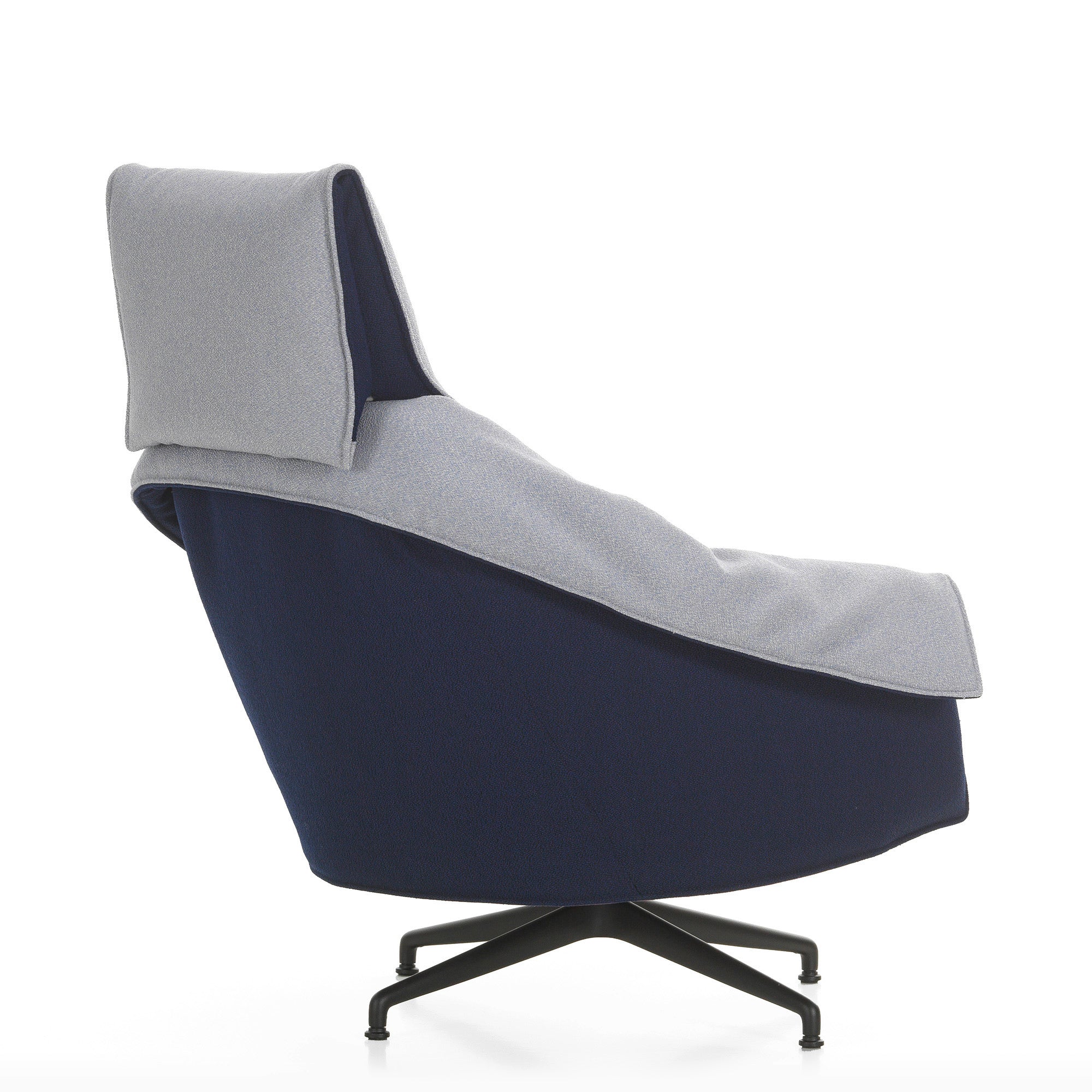 Vitra Bascule Highback Lounge Chair in Cento Light Lavender and Electric Blue — packshot, detail
