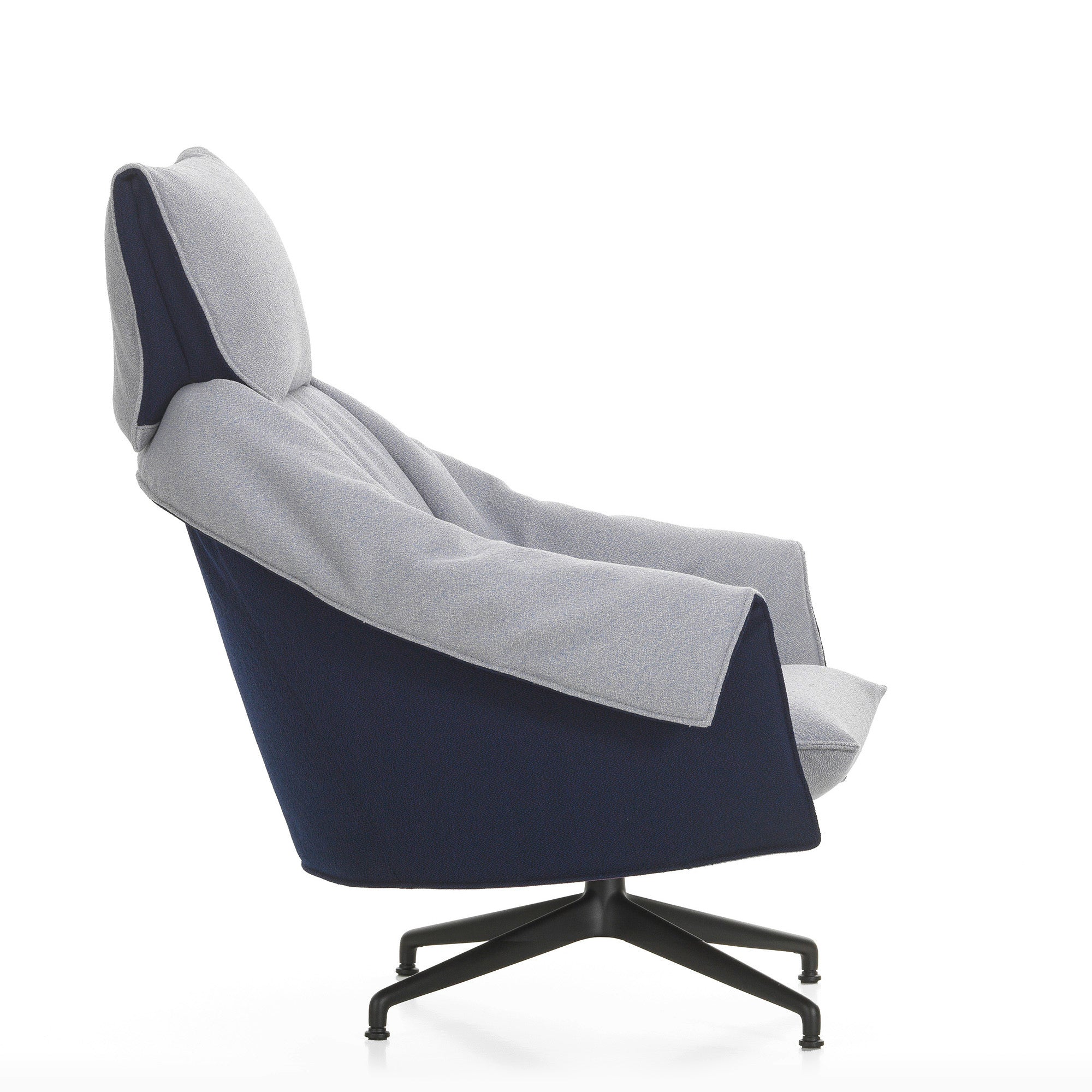 Vitra Bascule Highback Lounge Chair in Cento Light Lavender and Electric Blue — packshot, detail