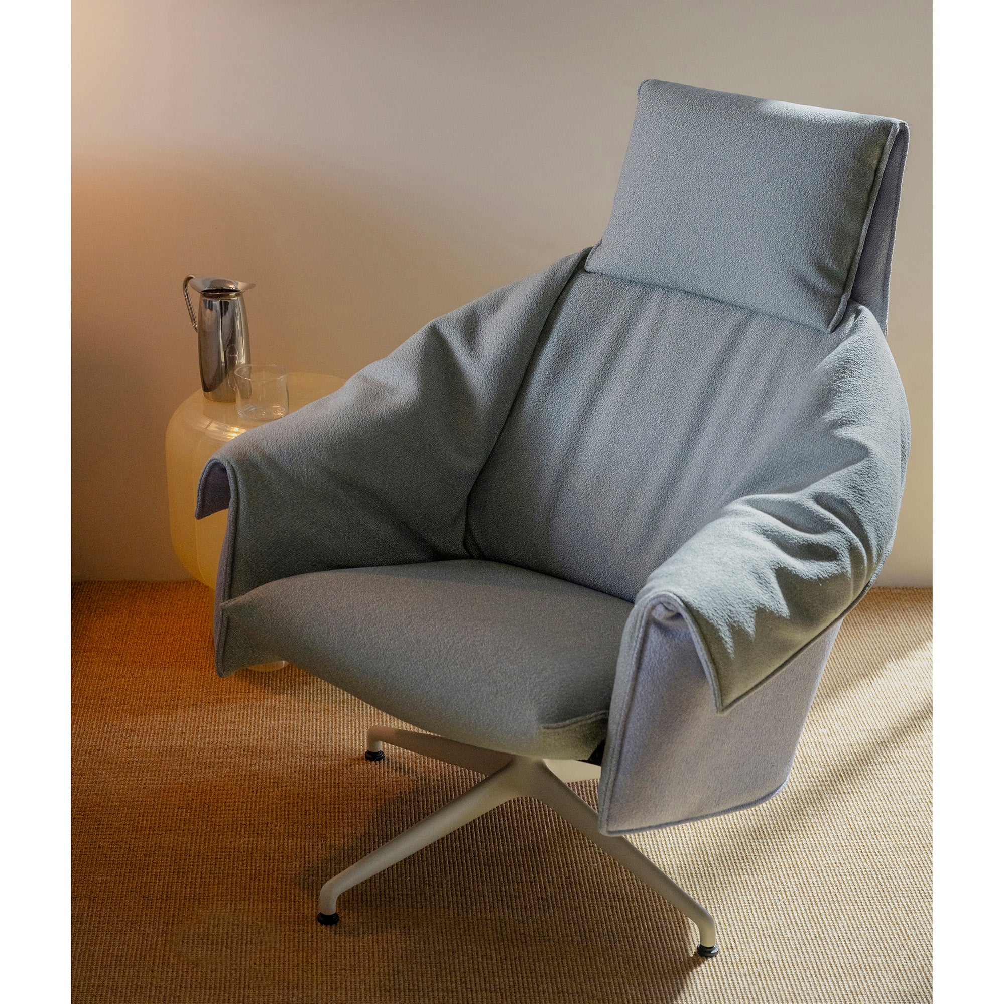Vitra Bascule Highback Lounge Chair in Cento Light Sage and Lavender, Chalk base — lifestyle