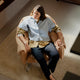 Vitra Bascule Lowback Lounge Chair — lifestyle, with model