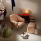 Vitra Bascule Lowback Lounge Chair in Cento Pink and Mustard — lifestyle, with Bascule Bench