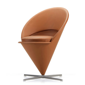 Vitra Cone Chair in Leather Premium Cognac — three-quarter view