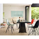 Vitra Eames Fiberglass Side Chair DSX — lifestyle, dining room with DSW and DSR chairs, Trapeze table and LTR table