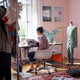 Vitra Eames Desk Unit EDU — lifestyle, home office, with Vitra Eames Plastic Armchair
