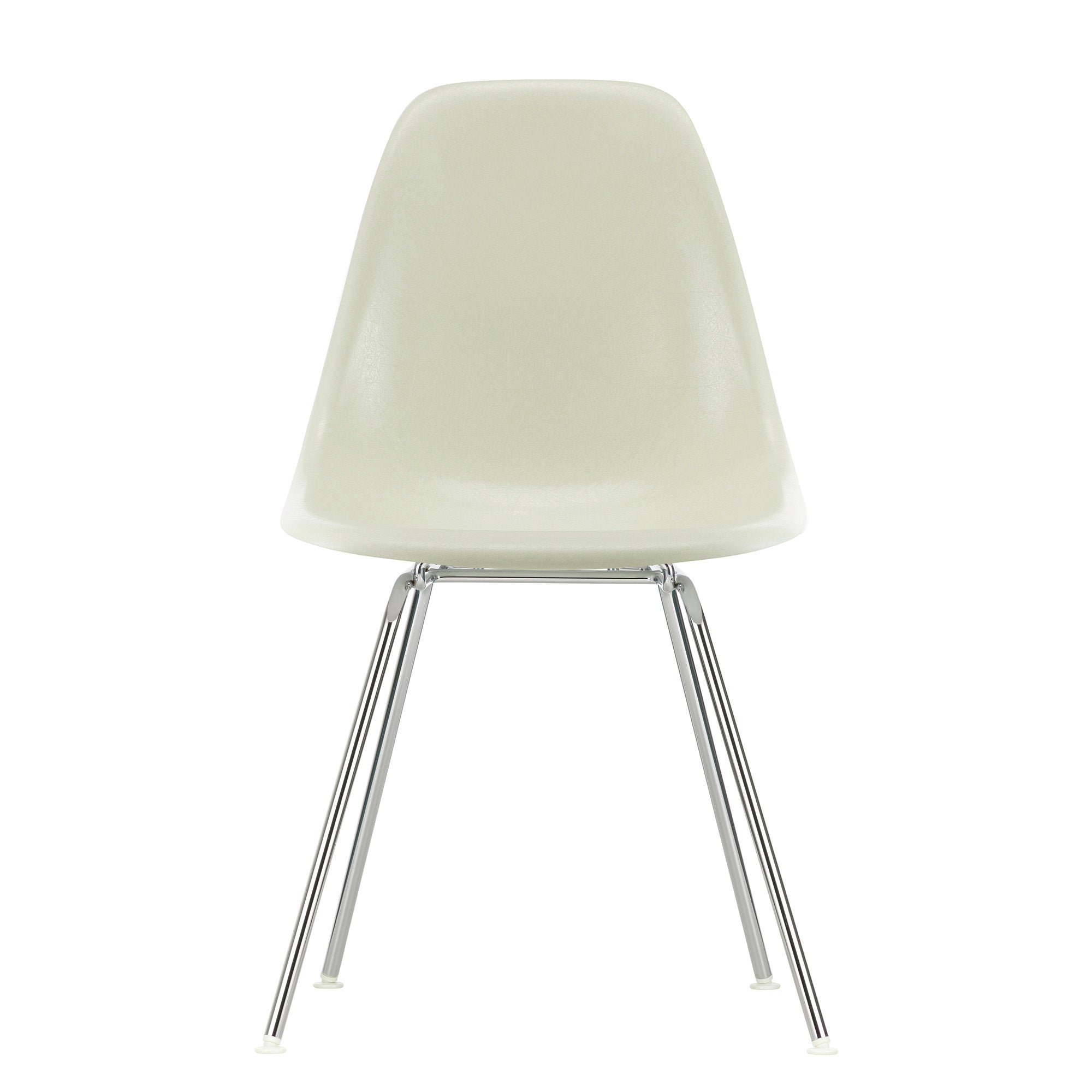 Vitra Eames Fiberglass Side Chair DSX in Parchment with chrome base — packshot