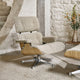 Vitra Eames Lounge Chair and Ottoman in Chestnut Natural, Nubia Fabric — lifestyle