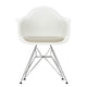 Vitra Eames Plastic Armchair RE DAR Seat Upholstery in 85 Cotton White RE / Warm Grey Ivory Hopsak / Chrome — packshot, detail