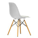 Vitra Eames Plastic Side Chair RE DSW Seat Upholstery in 85 Cotton White RE / Warm Grey Ivory Hopsak / Golden Maple — packshot, detail