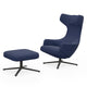 Vitra Grand Repos Lounge Chair & Ottoman in Credo Royal Blue, Black — packshot