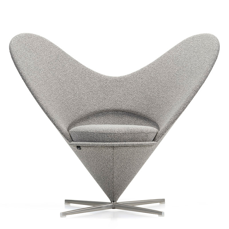 Vitra Heart Cone Chair in Cento Salt and Pepper with stainless steel satin base — front view