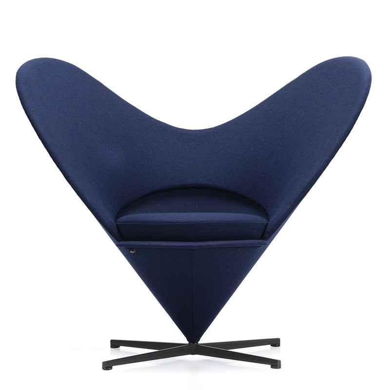 Vitra Heart Cone Chair in Cosy 2 Dark Blue with Basic Dark powder-coated base — front view