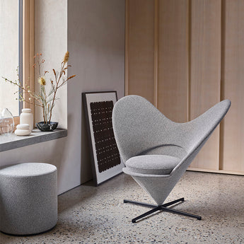 Vitra Heart Cone Chair and Visiona Stool in Cento Salt and Pepper — lifestyle