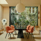 Vitra Akari 75A Suspension Light — lifestyle, with Vitra Mikado Chairs and Trapeze Table