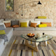 Vitra Noguchi Coffee Table — lifestyle, with Vitra cushions and Eames Wool Blanket