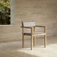 Carl Hansen AH502 Outdoor Dining Chair with Armrests in teak — lifestyle, with cushions