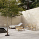 Carl Hansen AH601 Outdoor Lounge Chair in teak — lifestyle, with AH604, AH604F