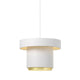 Artek A201 Pendant Light in White & Brass — packshot, light on