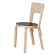 Artek 66 Dining Chair in Natural Lacquered, Black Linoleum Seat — packshot
