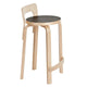 Artek High Chair K65 Counter Stool in Black Linoleum — packshot