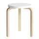 Artek 60 Low Stool in White Lacquer, Natural Birch Legs — packshot