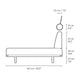 Carl Hansen BM0865 Daybed in Oak Oil with CU/BM0865 Back Cushion — dimensions