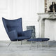 Carl Hansen CH446 Footrest in Canvas 794 — lifestyle, with CH445 Wing Chair