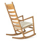 Carl Hansen CU CH45 Rocking Chair Cushions in Pierre Frey Yeti Cotton — studio, with CH45 Rocking Chair in Oak Lacquer, Natural Paper Cord, detail
