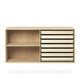  Carl Hansen FK632110 Deep Bookcase in Oak Oil — packshot, with FK633021 shelf and FK634021 trays