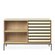 Carl Hansen FK632110F Deep Bookcase Floor Standing in Oak Oil — packshot, with FK633021 shelf and FK634021 trays
