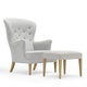Carl Hansen FH419 Heritage Chair — packshot, with FH420 Heritage Footstool