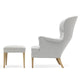 Carl Hansen FH420 Heritage Footstool — packshot, detail, with FH419 Heritage Chair