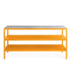 Fantin Frame, italian outdoor high kitchen storage table or workbench with a yellow frame and a 316 stainless steel top