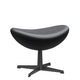 Fritz Hansen 3127 Egg Footstool in Black Essential leather with black base — packshot