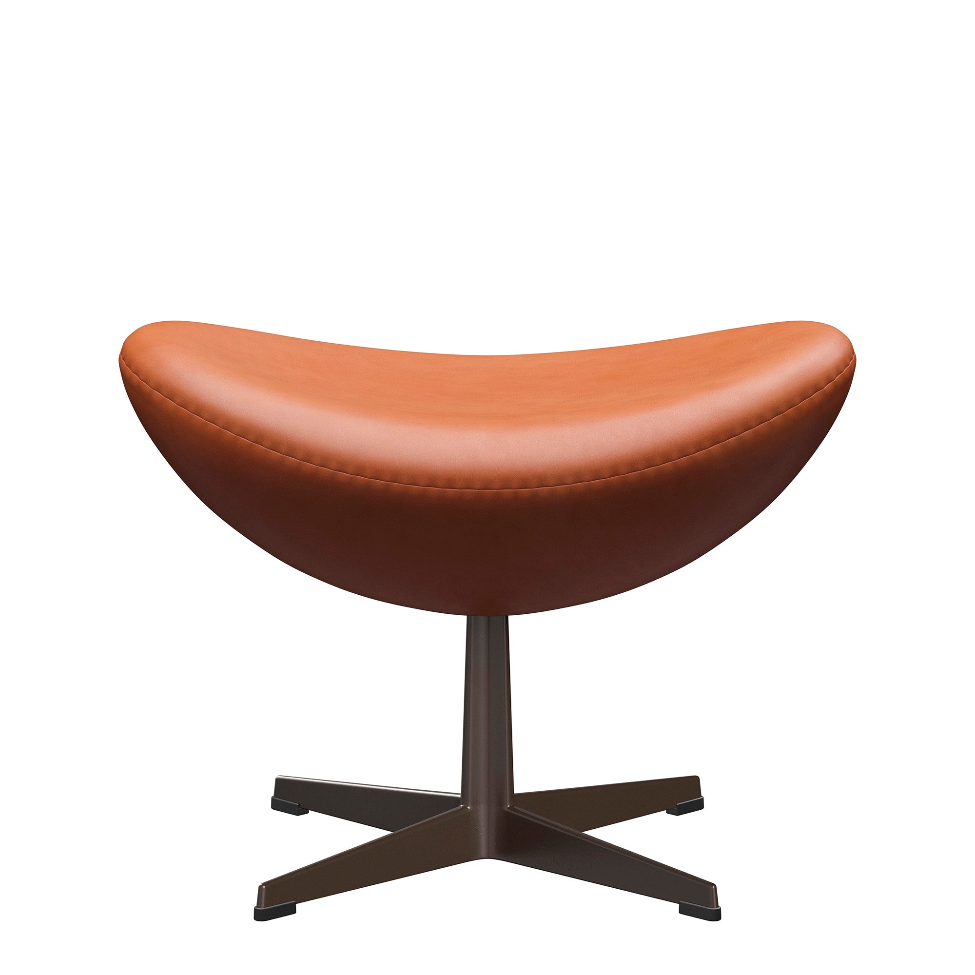 Fritz Hansen 3127 Egg Footstool in Grace Walnut leather with Warm Graphite base — packshot