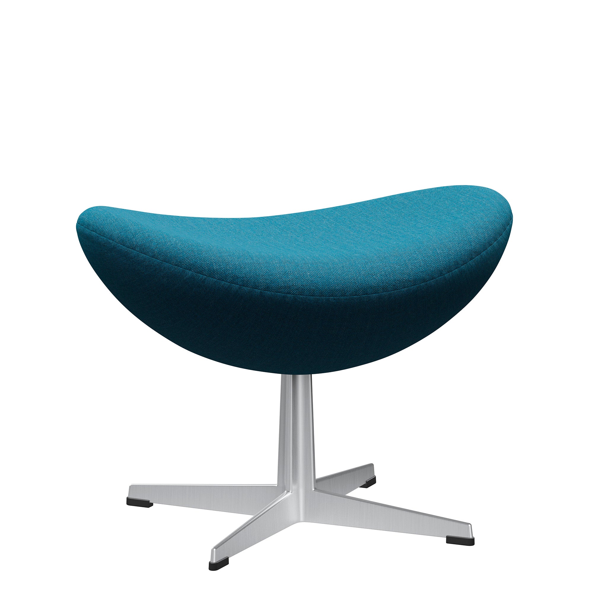 Fritz Hansen 3127 Egg Footstool in Technicolour Pacific Blue with matt brushed base — packshot