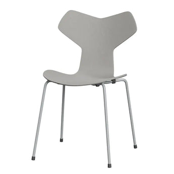 Fritz Hansen 3130 Grand Prix Chair Nine Grey Coloured Ash Seat Silver Grey Base